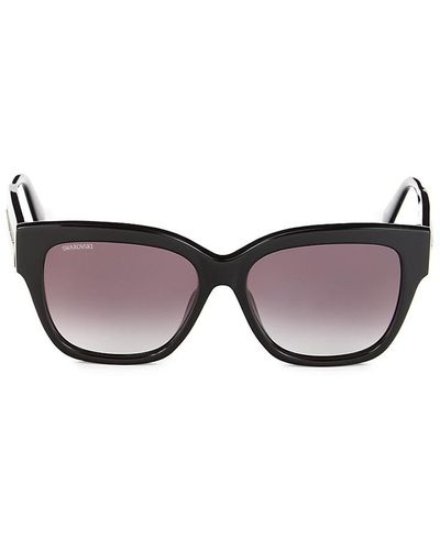 Swarovski 57mm Crystal Square Sunglasses - Black