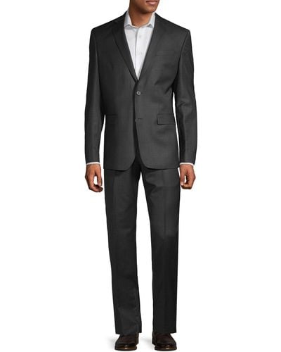 Versace Modern-fit Classic Textured Wool Suit - Gray