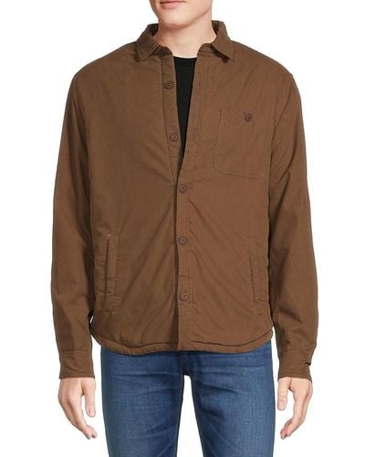 Onia Faux Shearling Lined Shacket - Brown