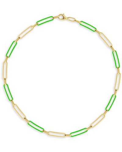 Gabi Rielle Love Is Love Fench Enamel & 14K Vermeil Paperclip Choker Necklace - Green
