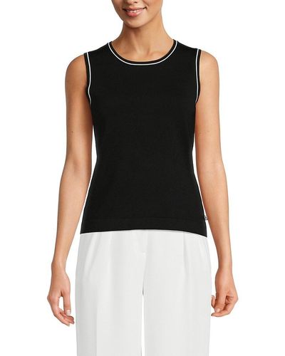 Karl Lagerfeld Tipped Knit Tank Top - Black