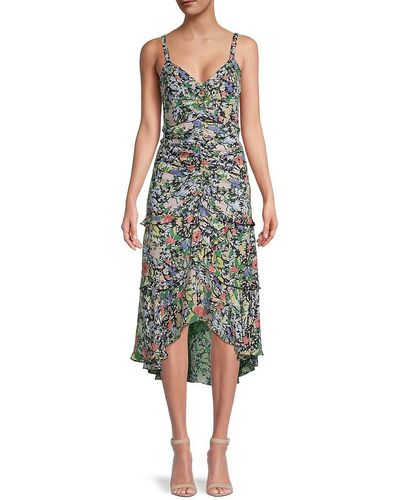 Parker Melody Floral Ruched Dress - Green