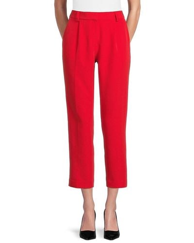 DKNY Pleated Front Cigarette Pants - Red
