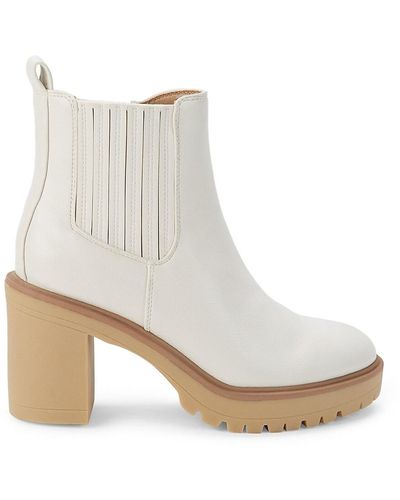 Dolce Vita Jamilla Block Heel Leather Chelsea Boots - White