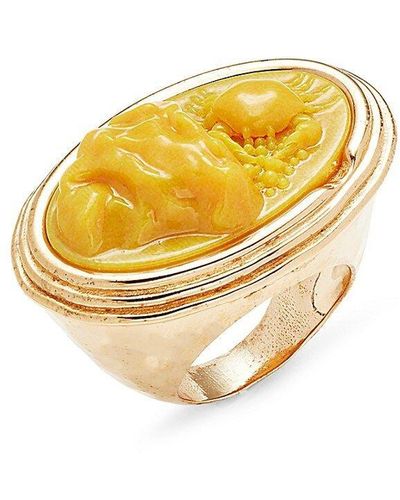 Bottega Veneta Goldtone Sterling Silver Crab Signet Ring - Yellow