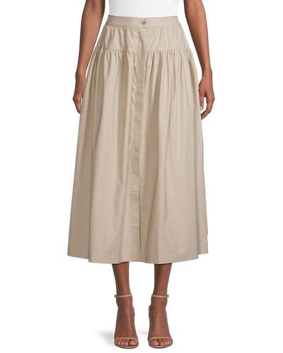 ROSSO35 Tiered Midi Skirt - Natural