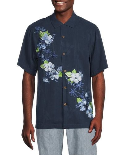 Tommy Bahama 'Embroidery Silk Shirt - Blue