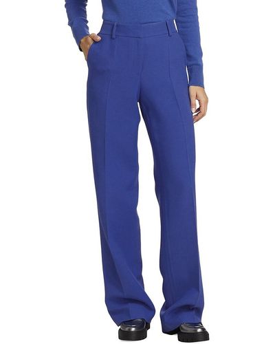 Lafayette 148 New York Sullivan Wool-Silk Pants - Blue