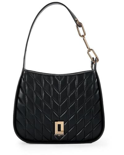 Karl Lagerfeld Lafayette Quilted Leather Hobo Bag - Black