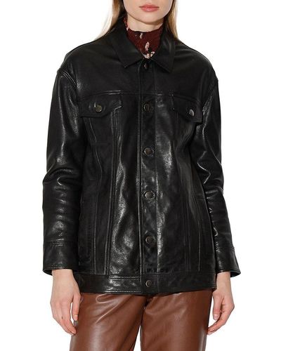 LY VAREY LIN Women Faux Leather Cropped Jacket Zipper Buckle Belted  Distressed Biker Coat at  Women's Coats Shop
