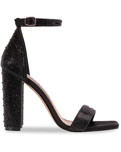 Black rhinestone block best sale heels