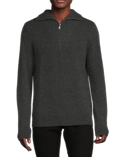Saks Fifth Avenue Saks Fifth Avenue Quarter Zip 100% Cashmere Sweater - Gray
