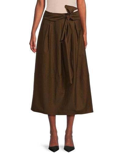Vince Solid Wool Blend Midi Skirt - Brown