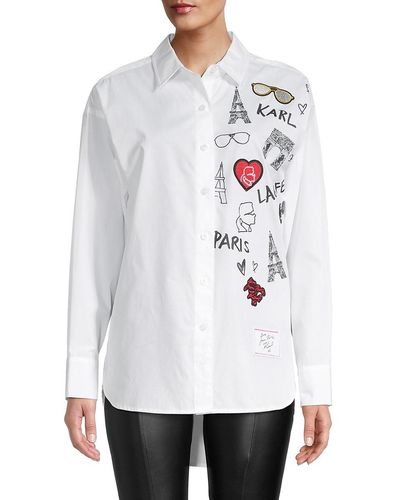 Karl Lagerfeld Cotton Patch Shirt - White
