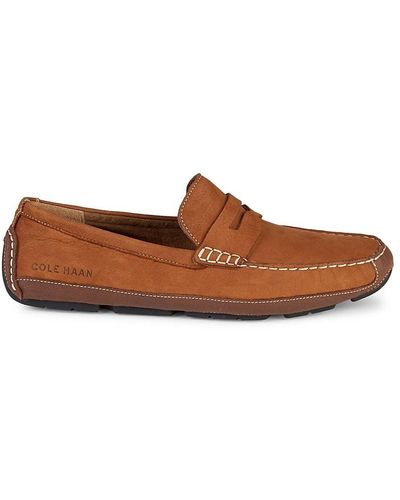 Cole Haan Wyatt Leather Penny Driving Loafers - Brown