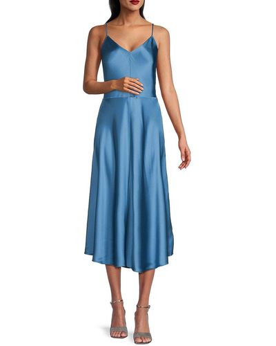 Vince Satin Midi A-line Dress - Blue