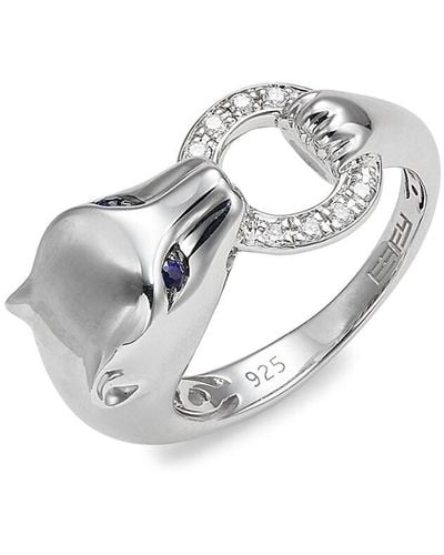 Effy Sterling Silver, Sapphire & Diamond Ring - Metallic