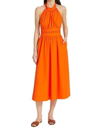 Emporio Sirenuse August Elasticized Open Back Midi Dress - Orange