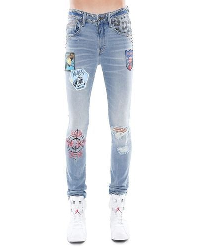 Cult Of Individuality Def Leppard Super Skinny Jeans - Blue