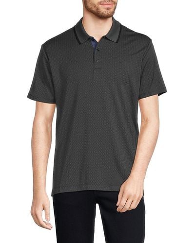 Perry Ellis Patterned Polo - Black