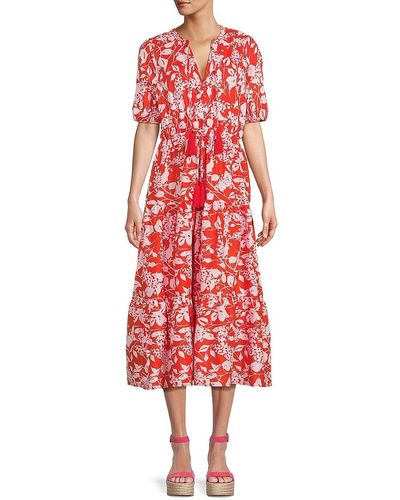 Saks Fifth Avenue Print Tiered Midi Dress