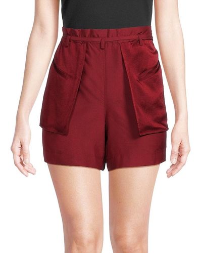 Valentino Belted Silk Shorts - Red