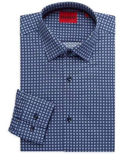 HUGO Koey Slim Fit Pattern Dress Shirt - Blue