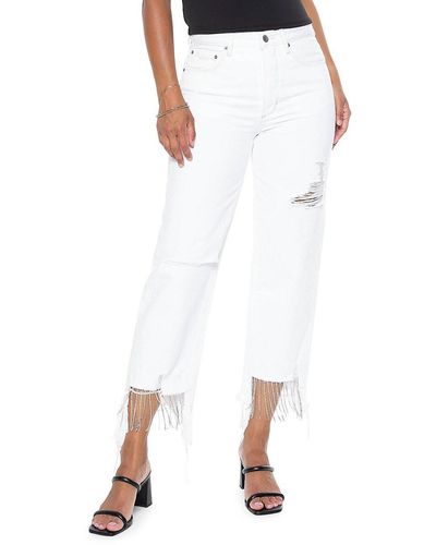 Blue Revival Revival Nash Vegas High Rise Distressed & Cropped Jeans - White