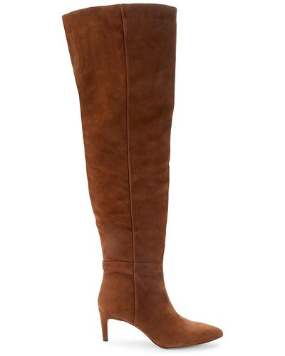 Sam Edelman Ursula Suede Heel Knee Boots - Brown