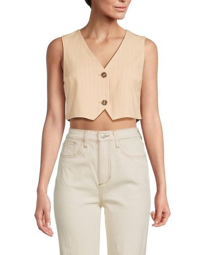 Vero Moda Pinstripe Cropped Vest - White