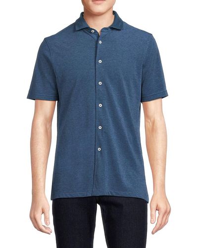 Bugatchi Short Sleeve Button Down Shirt - Blue