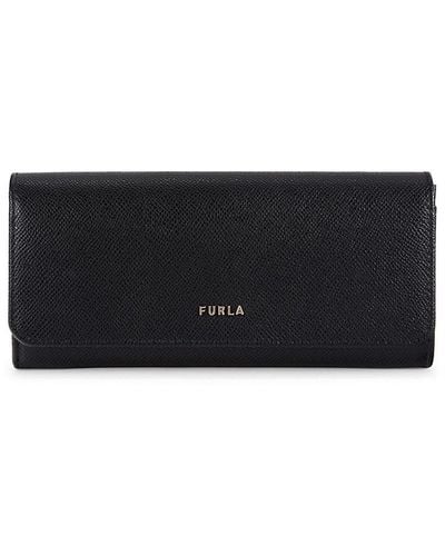 Furla Logo Leather Continental Wallet - Black