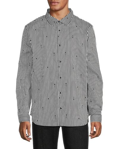Karl Lagerfeld Striped Button Down Shirt - Gray