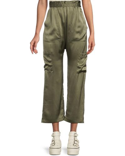 NSF Shailey Silk Cropped Paperbag Pants - Green