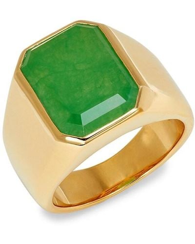 Effy 14K Goldplated Sterling & 8.30 Tcw Jade Ring - Green