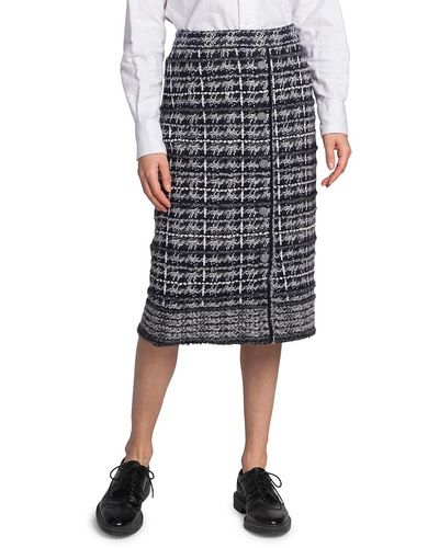 Thom Browne Tweed Knee Length Skirt - Black