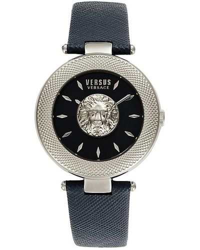 Versus Stainless Steel & Leather Strap Watch - Black