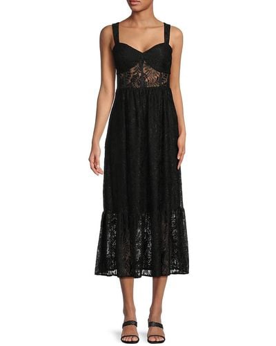 Guess Lace Trim Midi Dress - Black