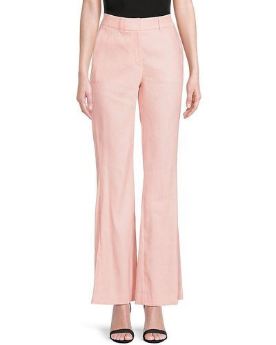 DKNY Linen Blend Boot Cut Pants - Pink