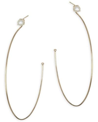 Zoe Chicco 4Mm Pearl Stud Hoop Earrings - White