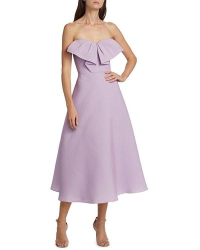 Lela Rose Matelassé Fit & Flare Midi Dress - Purple