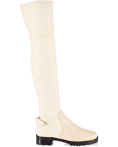 Alexandre Birman Clarita Motorcycle Leather Over-the-knee Boots - White