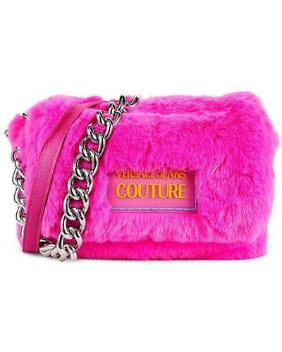 Versace Faux Fur Shoulder Bag - Pink