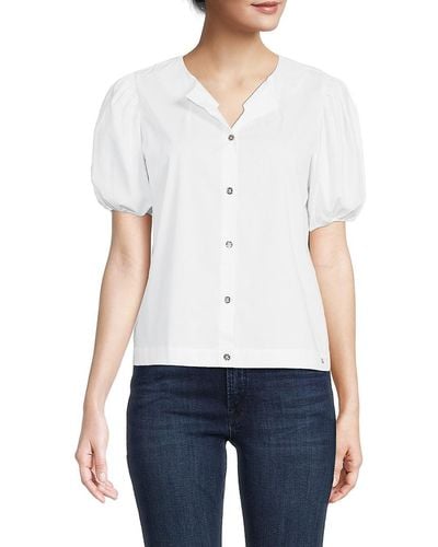Tommy Hilfiger Puff Sleeves Shirt-Style Top - White