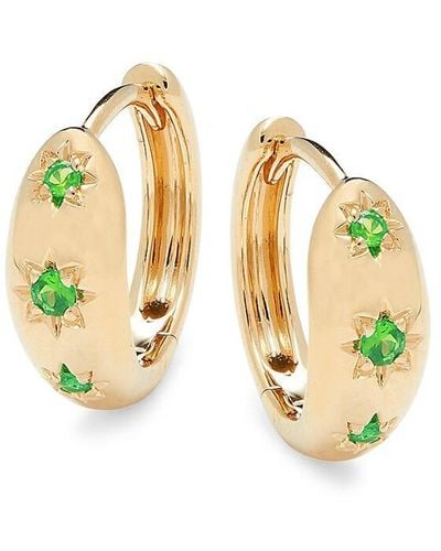 Saks Fifth Avenue 14k Yellow Gold & Emerald Star Huggie Earrings - Metallic