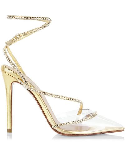 Andrea Wazen Dassy Sunset Leather & Crystal Court Shoes - Metallic