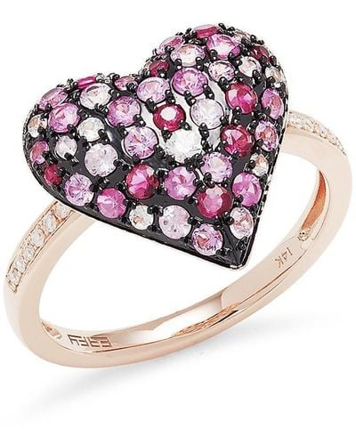 Effy 14K Rose, & Diamond Heart Ring - Pink