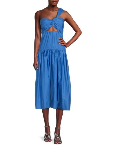 A.L.C. A. L.c. Aubrey Cutout One Shoulder Midi Dress - Blue