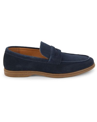 Saks Fifth Avenue Saks Fifth Avenue Paolo Suede Penny Loafers - Blue