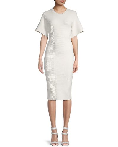 Hervé Léger Ribbed Tee Bodycon Dress - White